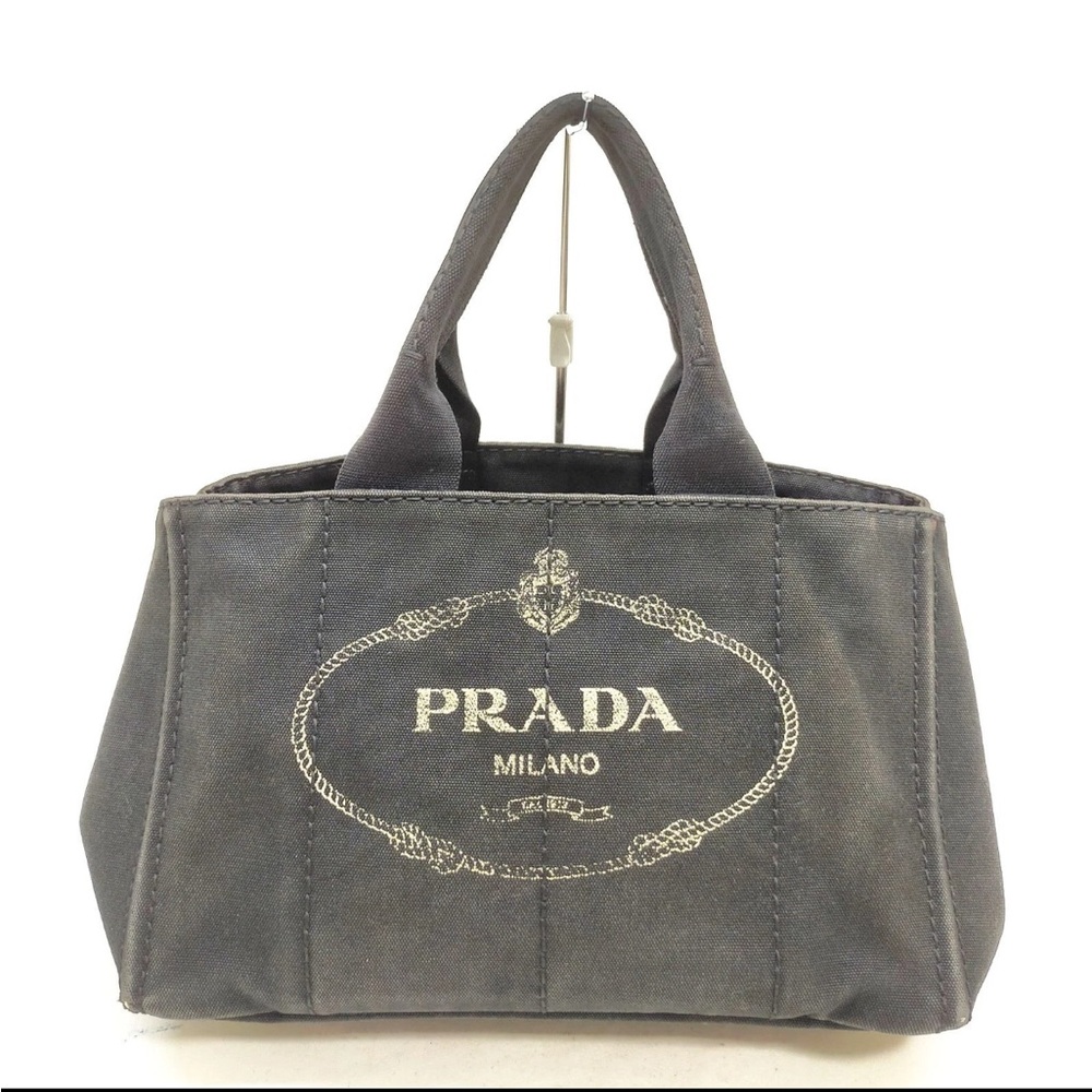 Prada Black Canvas Tote with Logo